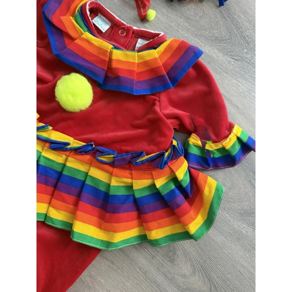 Vintage Simply Basic Infant Rainbow Colorful Clown Halloween Costume Size 0-3 M